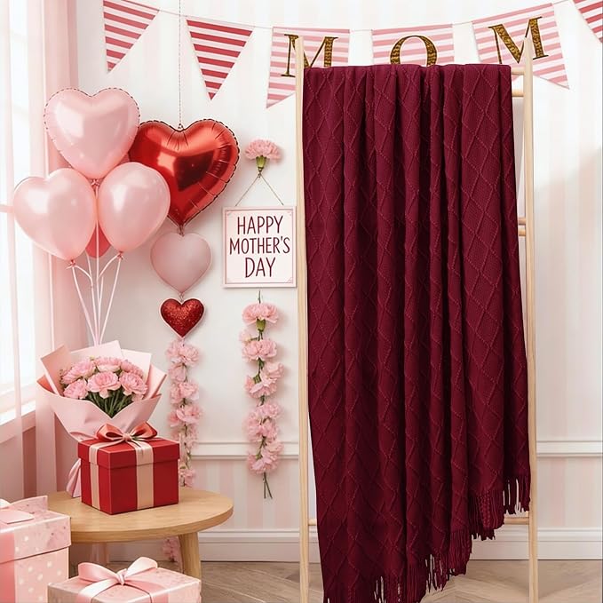 inhand Claret Knitted Throw Blanket - Image 7