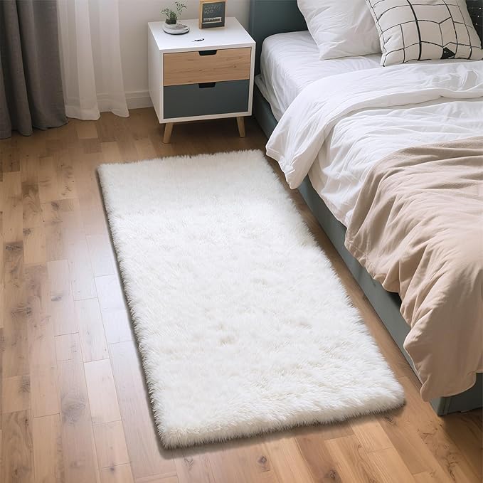 Fluffy Rug Shaggy Area Rug, Small Bedside Rug, Soft Fluffy Shaggy Entryway - Image 2
