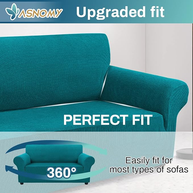 Asnomy Sofa Covers for 2 Cushion Couch Stretch loveseat Covers Slipcovers - Image 5