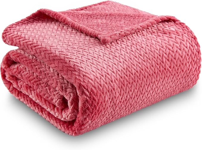 NEWCOSPLAY Super Soft Throw Blanket Coral Pink Premium Silky Flannel Fleece - Image 9
