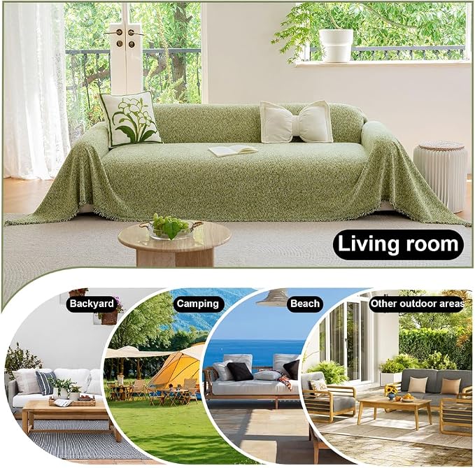 ROOMLIFE Green Sofa Cover, Vintage Boho Couch Cover - Image 5