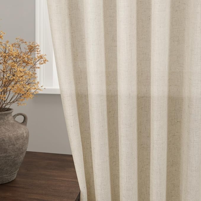 Beige Linen Curtain 96 inches Long - Image 7