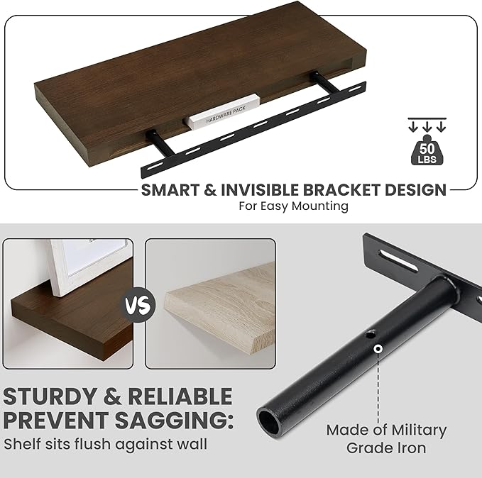 Marsmiles Solid Wood Floating Shelves - Image 7