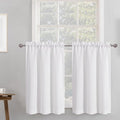 Chyhomenyc 2 Panels White Curtains 24 Inch Length Tier Curtain, Faux Linen by Chyhomenyc