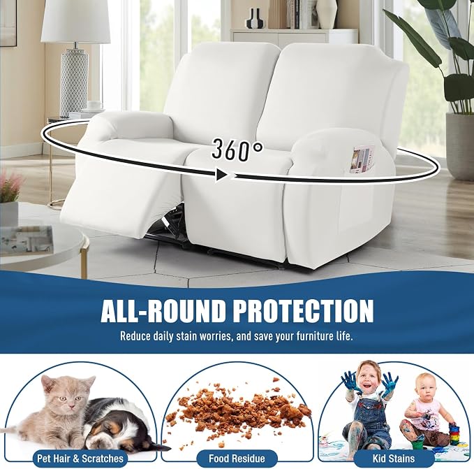 TAOCOCO Recliner Loveseat Slipcover, 2 Pieces Polyester Fabric Stretch Sofa - Image 3