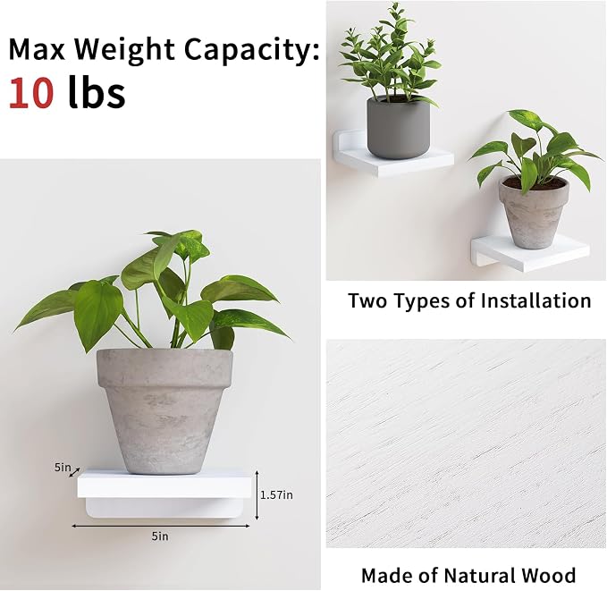 Fixwal Floating Shelves for Wall, Rustic Wood Small Wall Mounted Shelves for - Image 3