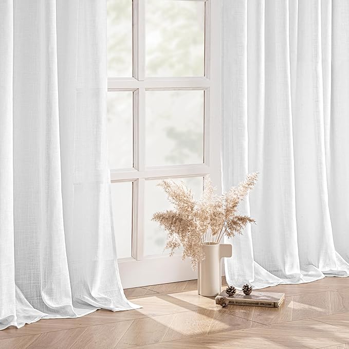 MIULEE White Linen Curtains 102 Inch Long 2 Panels - Image 5