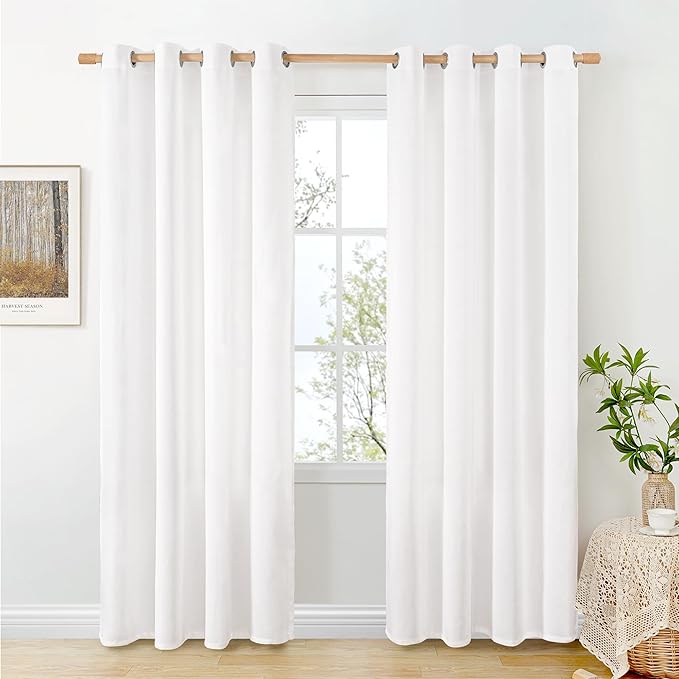 BGment Pure White Linen Curtains 84 Inch Length by BGment