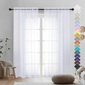 OVZME 2 Panels Sheer White Curtains 72 Inches Length Window Treatment by OVZME