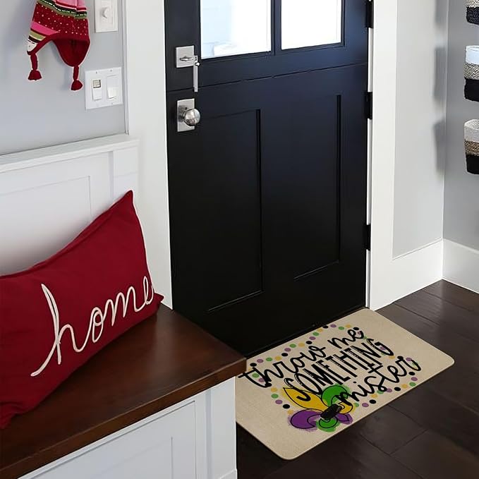 Mardi Gras Door Mat, Fleur De Lis Indoor Outdoor Non-Slip Doormat, Entryway - Image 4