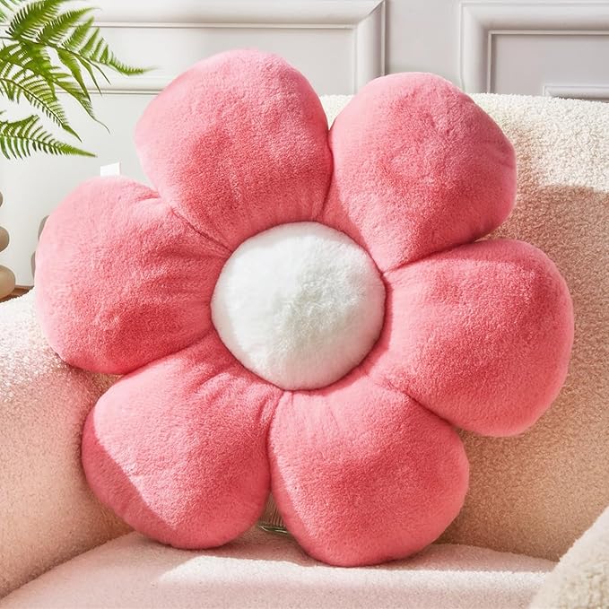 Pink Flower Pillow, Flower Shaped Throw Pillow 15.7In Daisy Pillow Cute Flower by Vdoioe