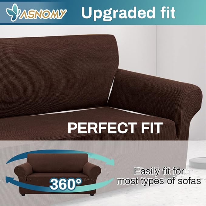 Asnomy Sofa Covers for 2 Cushion Couch Stretch loveseat Covers Slipcovers - Image 5