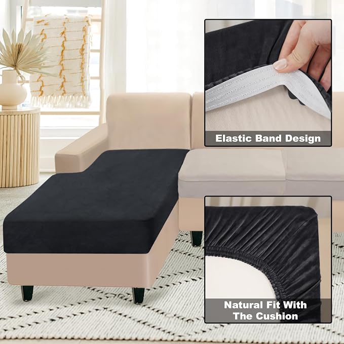 NAISI Sectional Couch Cover 1 Piece Velvet Separate Chaise Lounge Cover Soft - Image 4