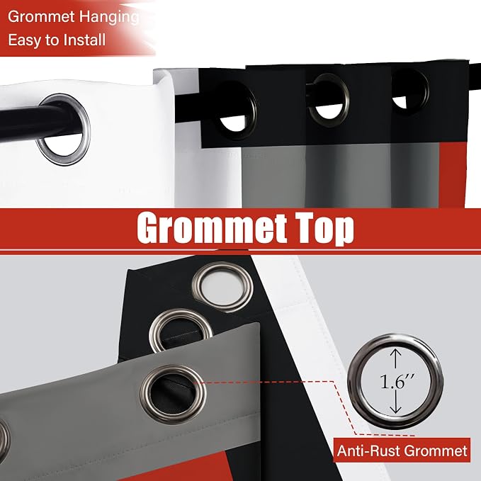 Tyrot Red Black 100% Blackout Curtains - Image 7