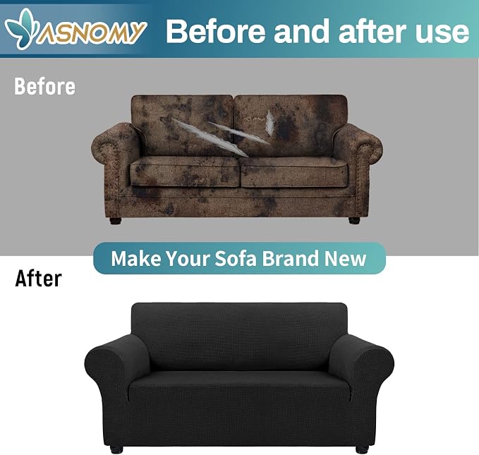 Asnomy Sofa Covers for 2 Cushion Couch Stretch loveseat Cover Slipcovers - Image 7