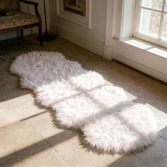 Ultra Soft Faux Fur Rug, Fluffy Shaggy 2 x 6 Ft Sheepskin Fur - Image 4