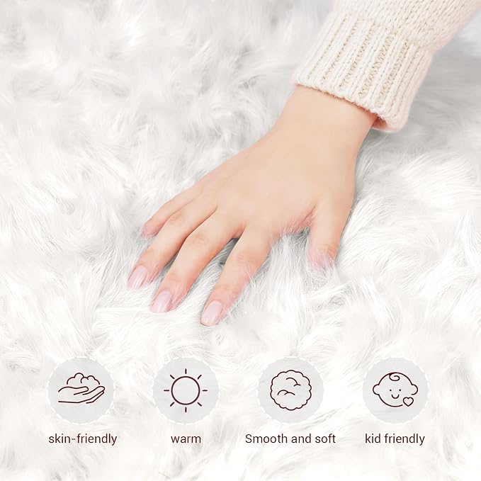 Ultra Soft Faux Fur Rug, Fluffy Shaggy 3ft Round Area Rug - Image 4