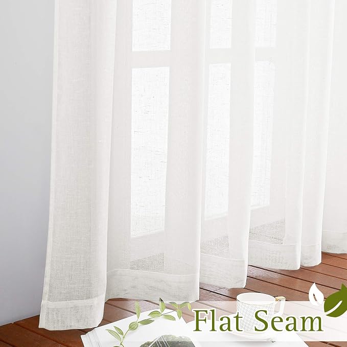NICETOWN Thick Linen Sheer Ivory Curtains - Image 6