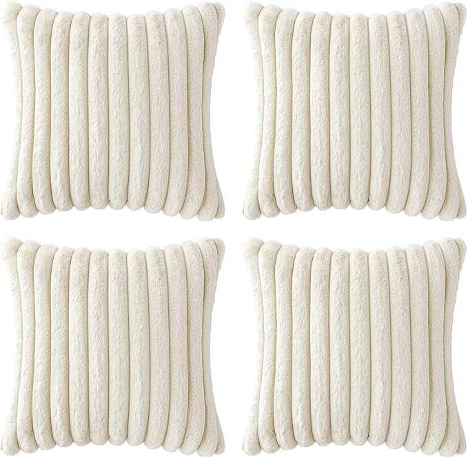 MIULEE Faux Fur Plush Decorative Throw Pillow Covers 18x18 Set of 4, Spring - Image 8