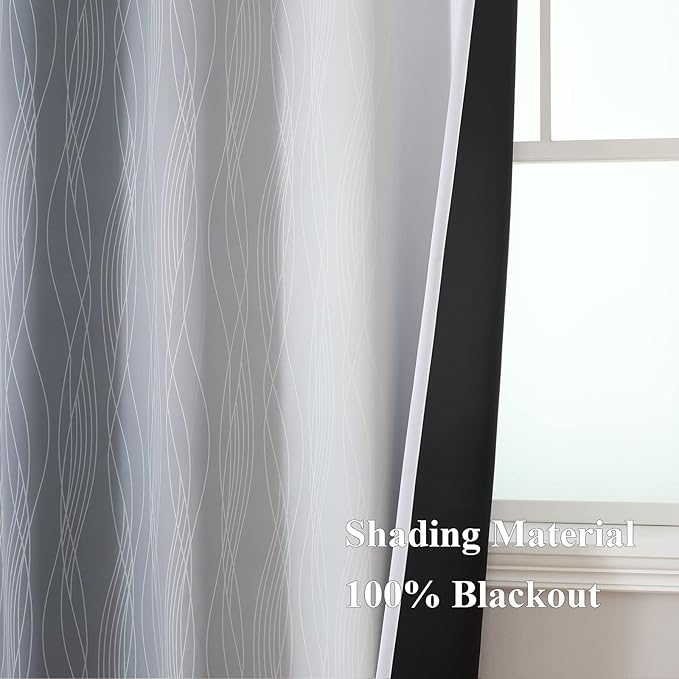 Estelar Textiler Grayish White and Grey Blackout Curtains - Image 5