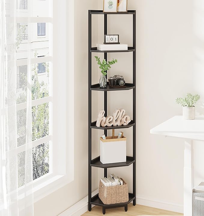 Hzuaneri Corner Shelf Stand, Corner Bookshelf, Storage Standing Shelf Unit - Image 5