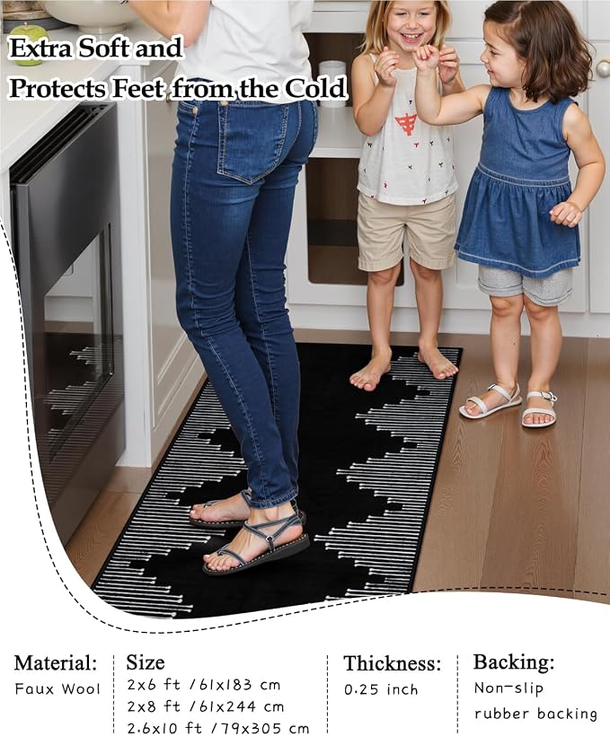 Seavish Hallway Runner Rug 2x8 Black Kitchen Runner Rugs Non Slip Washable Low - Image 5
