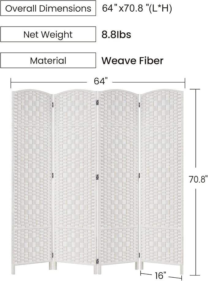 Rose Home Fashion Room Divider, 6 ft Tall Room Dividers and Folding Privacy - Image 3