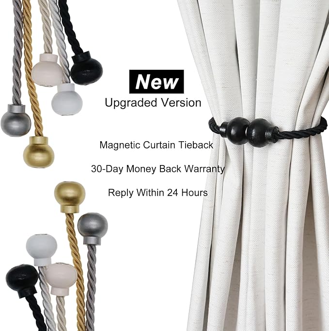 6 Pack Magnetic Curtain Tiebacks Modern Handmade Rope Curtain Tie Backs - Image 7