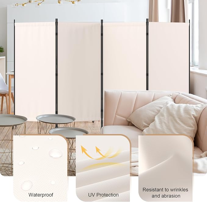Portable Room Divider 4 Panel Partition Room Dividers and Folding Privacy - Image 8
