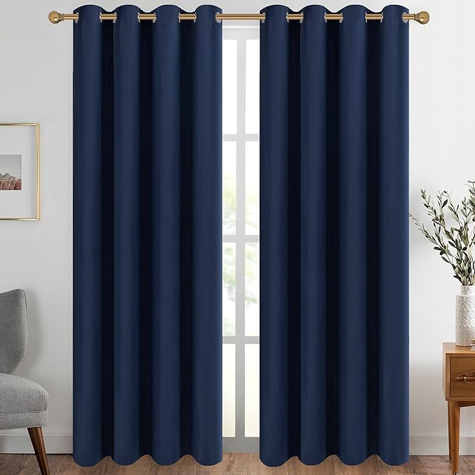 Diraysid Navy Blue Grommet Blackout Curtains by Diraysid%2C+refresh+your+life