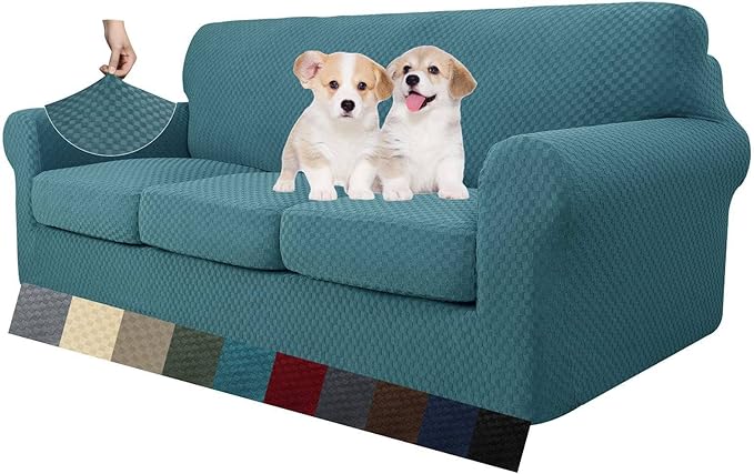 MAXIJIN 4 Piece Couch Covers for 3 Cushion Couch Super Stretch Non Slip Couch by MAXIJIN