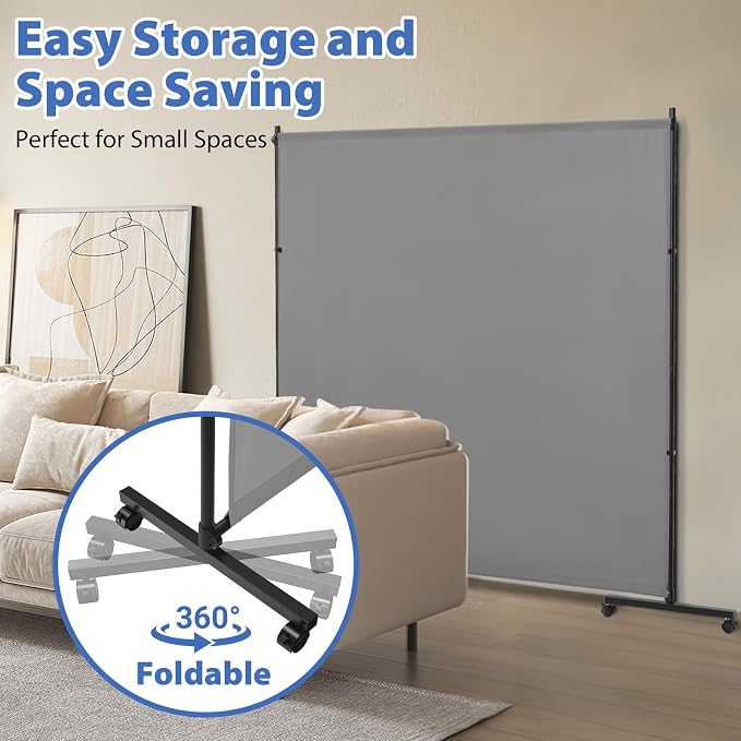 Room Divider, 73x75inch Large Privacy Screen - Image 6