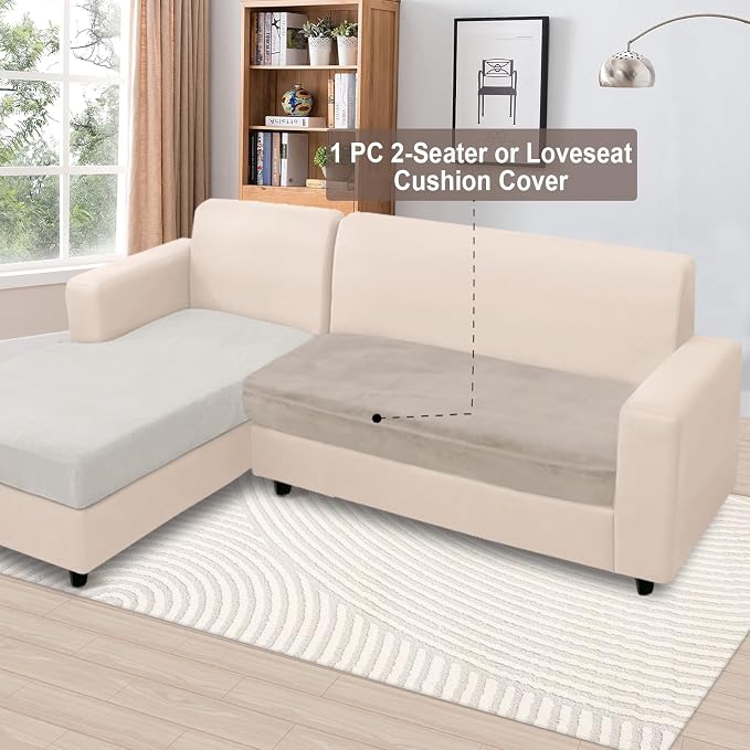 NAISI Couch Cushion Covers 1 Piece Velvet Stretch Loveseat Cover or 2 Seat Sofa - Image 2