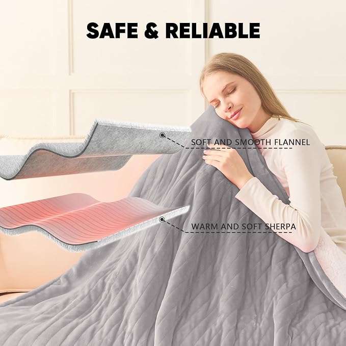 greenoak Heated Blanket Electric Queen Size 84"X90" Dual Control, Heating - Image 3