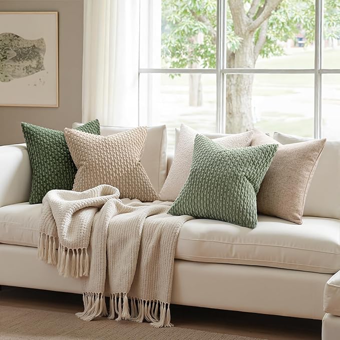 MIULEE Pack of 2 Decorative Throw Pillow Covers 20x20 Inch Soft Boho Striped - Image 3