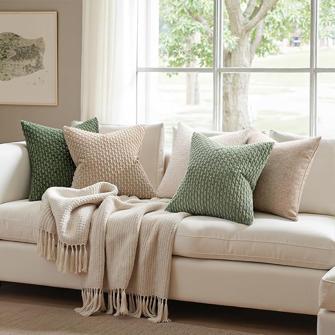 MIULEE Pack of 2 Decorative Throw Pillow Covers 18x18 Inch Soft Boho Striped - Image 3