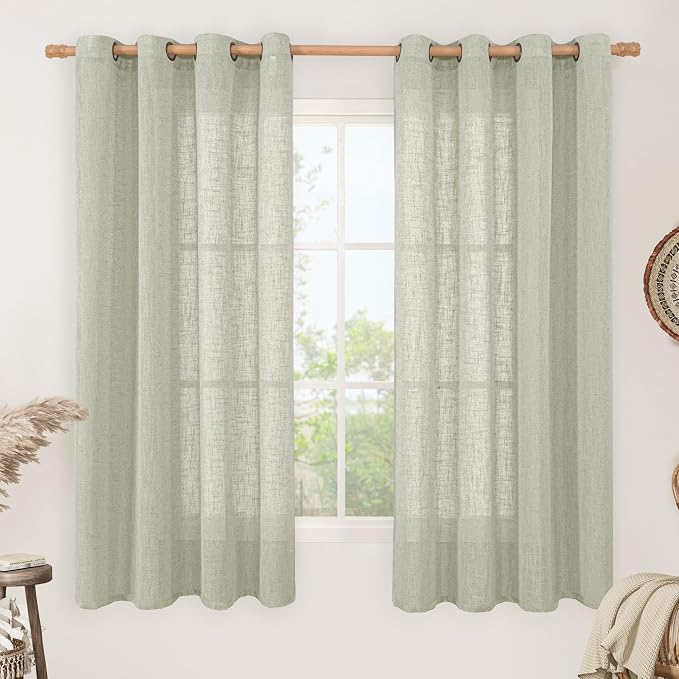 LAMIT Sheer Linen Curtains 63 Inch Length by LAMIT