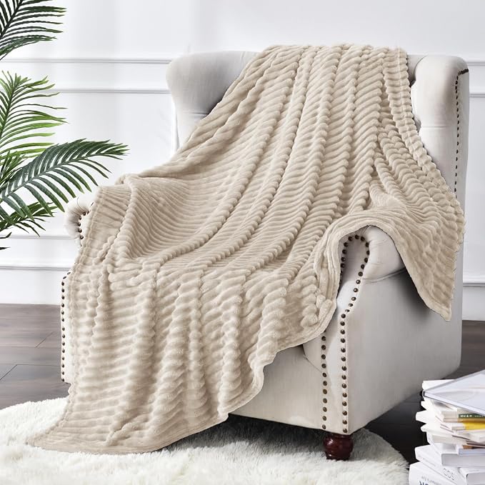BEDELITE Fleece Blanket Twin Size – 3D Ribbed Jacquard Soft and Warm Decorative - Image 2