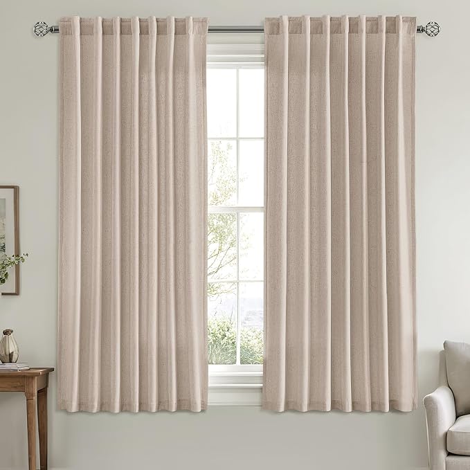 MIULEE Non-See-Through Privacy Linen Curtains 2 Panels, Light Filtering Window - Image 3