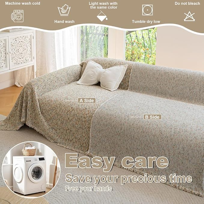 ROOMLIFE Boho Beige Couch Cover - Image 4