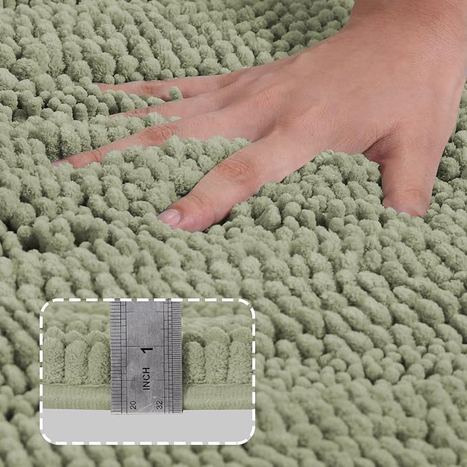 Turquoize Chenille Bathroom Rugs Set Non-Slip Bath Mats Extra Soft and - Image 3