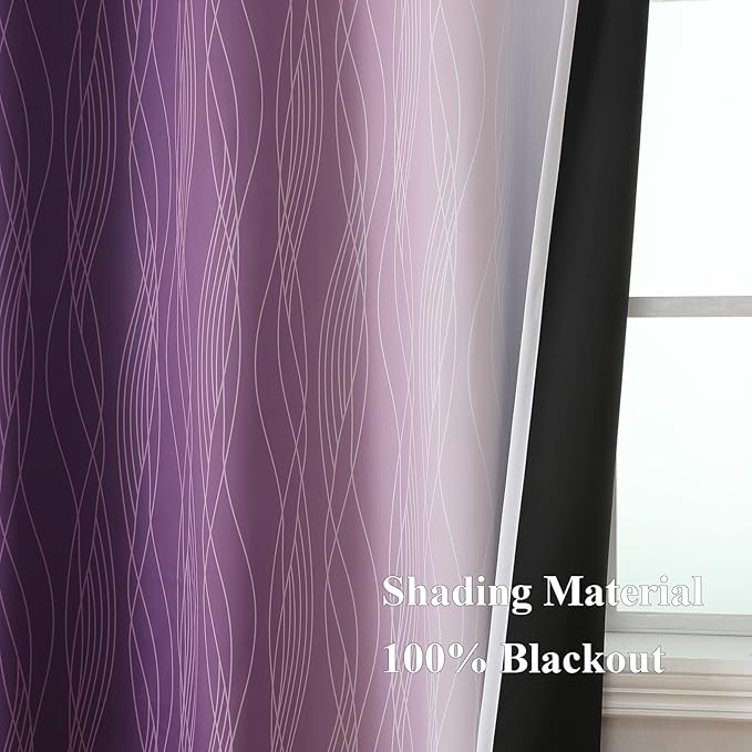 Estelar Textiler Purple and Greyish White Blackout Curtains 72 Inch Length 2 - Image 5