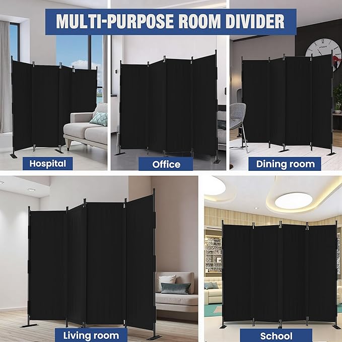 Room Divider, 4 Panel Upgraded Folding Privacy Screen, 88” Highly Secretive - Image 7