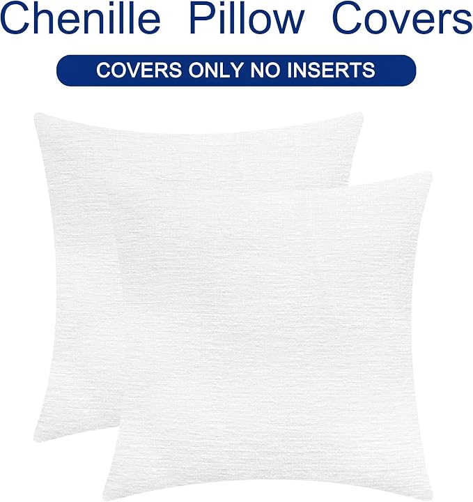 CaliTime Throw Pillow Covers Decorative 18 X 18 Inches Pack of 2 Cozy Chenille - Image 6