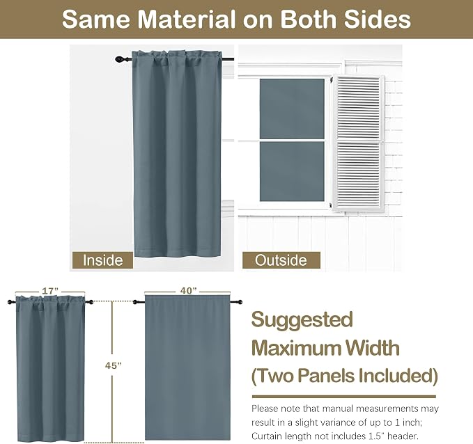 OVZME Stone Blue Short Blackout Curtains - Image 2