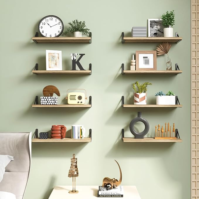 Fixwal Floating Shelves for Room Wall, Width 4.7in Rustic Wood Wall Storage - Image 7