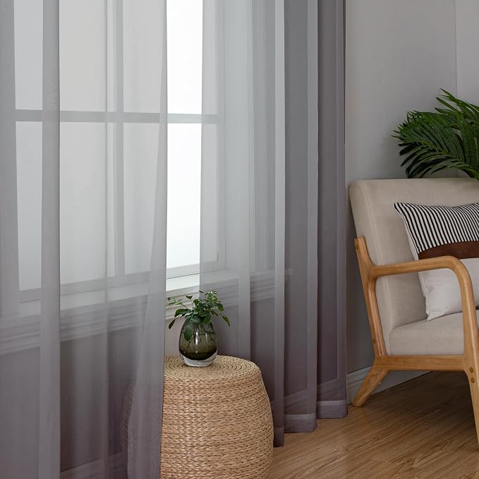 Aiyufeng Sheer Voile Window Treatment Rod Pocket Curtain Panels - Image 2