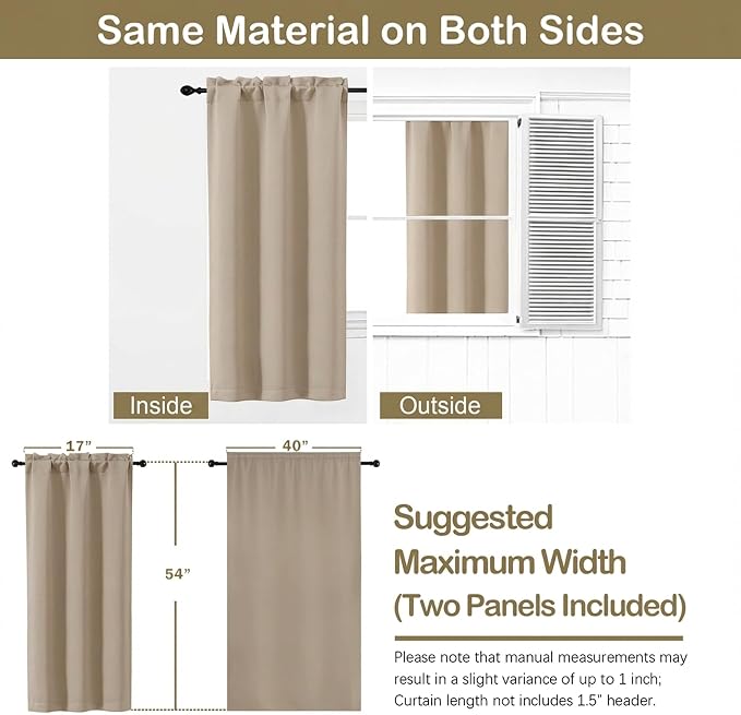 OVZME Blackout Curtains for Bedroom 54 Inches Long 2 Panels, Modern Window - Image 2
