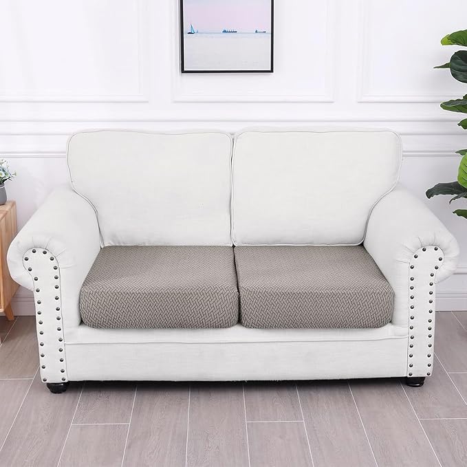Smiry Waterproof Couch Cushion Covers, Stretch Jacquard Thick Sofa Cushion - Image 5