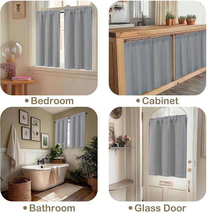 OVZME Silver Grey Blackout Curtains - Image 5